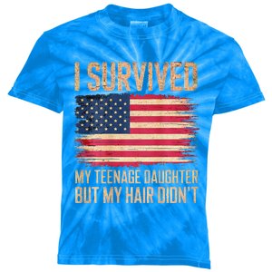 I Survived My Teenage Daughter FatherS Day Kids Tie-Dye T-Shirt