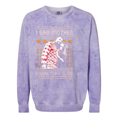 I saw mother kissing travy claus  Colorblast Crewneck Sweatshirt