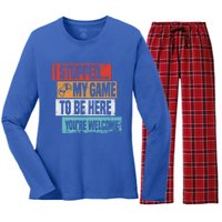 I Stopped My Game To Be Here Gaming Funny Gamer Vintage Cute Gift Women's Long Sleeve Flannel Pajama Set 