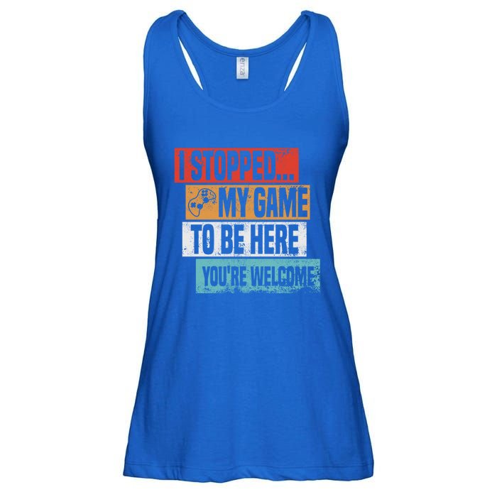 I Stopped My Game To Be Here Gaming Funny Gamer Vintage Cute Gift Ladies Essential Flowy Tank