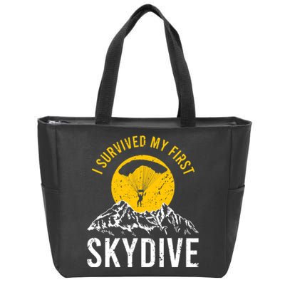 I Survived My First Sky Diving Funny Parachuting Skydiver Zip Tote Bag