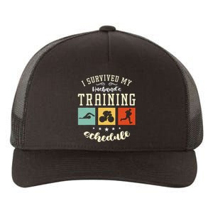 I Survived My Husband's Swim Bike Running Race Triathlon Yupoong Adult 5-Panel Trucker Hat