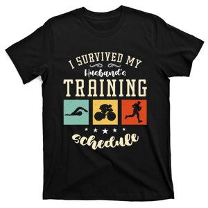 I Survived My Husband's Swim Bike Running Race Triathlon T-Shirt