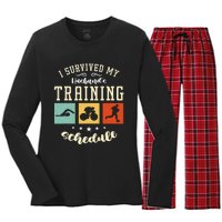 I Survived My Husband's Swim Bike Running Race Triathlon Women's Long Sleeve Flannel Pajama Set 