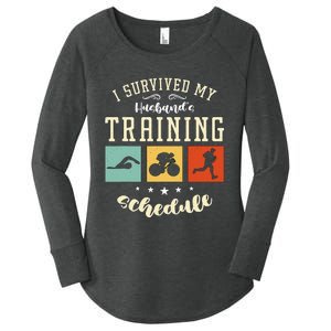 I Survived My Husband's Swim Bike Running Race Triathlon Women's Perfect Tri Tunic Long Sleeve Shirt