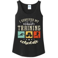 I Survived My Husband's Swim Bike Running Race Triathlon Ladies Essential Tank