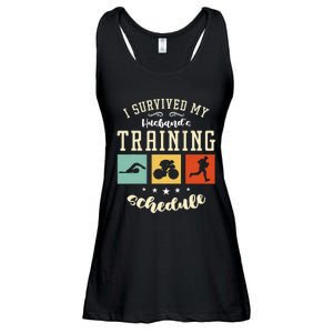 I Survived My Husband's Swim Bike Running Race Triathlon Ladies Essential Flowy Tank