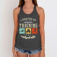 I Survived My Husband's Swim Bike Running Race Triathlon Women's Knotted Racerback Tank