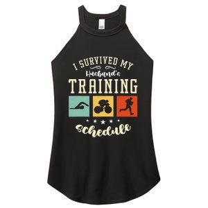 I Survived My Husband's Swim Bike Running Race Triathlon Women's Perfect Tri Rocker Tank