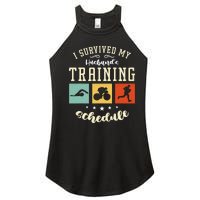 I Survived My Husband's Swim Bike Running Race Triathlon Women's Perfect Tri Rocker Tank