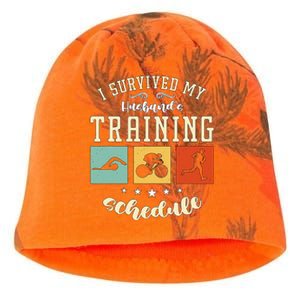 I Survived My Husband's Swim Bike Running Race Triathlon Kati - Camo Knit Beanie