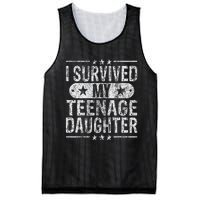 I Survived My Teenage Daughter Teenager Funny Dad Mom Mesh Reversible Basketball Jersey Tank