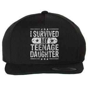 I Survived My Teenage Daughter Teenager Funny Dad Mom Wool Snapback Cap