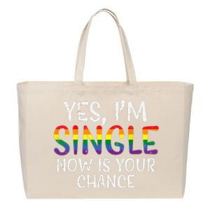 Im Single Now Is Your Chance Pride Month Lesbian Cotton Canvas Jumbo Tote