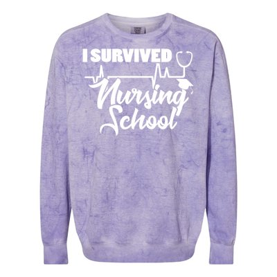 I Survived Nursing School Nurse School Graduate Halloween Meaningful Gift Colorblast Crewneck Sweatshirt