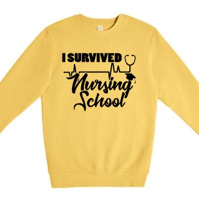 I Survived Nursing School Nurse School Graduate Halloween Meaningful Gift Premium Crewneck Sweatshirt