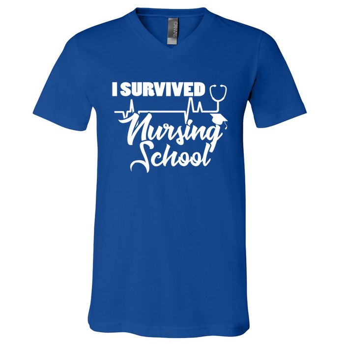 I Survived Nursing School Nurse School Graduate Halloween Meaningful Gift V-Neck T-Shirt