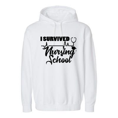 I Survived Nursing School Nurse School Graduate Halloween Meaningful Gift Garment-Dyed Fleece Hoodie