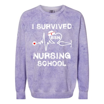 I Survived Nursing School Bsn Stethoscope Nurse Graduation Gift Colorblast Crewneck Sweatshirt