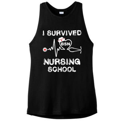 I Survived Nursing School Bsn Stethoscope Nurse Graduation Gift Ladies PosiCharge Tri-Blend Wicking Tank