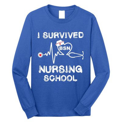 I Survived Nursing School Bsn Stethoscope Nurse Graduation Gift Long Sleeve Shirt