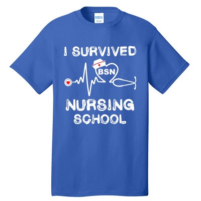 I Survived Nursing School Bsn Stethoscope Nurse Graduation Gift Tall T-Shirt