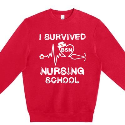 I Survived Nursing School Bsn Stethoscope Nurse Graduation Gift Premium Crewneck Sweatshirt