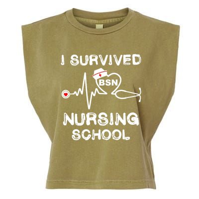 I Survived Nursing School Bsn Stethoscope Nurse Graduation Gift Garment-Dyed Women's Muscle Tee