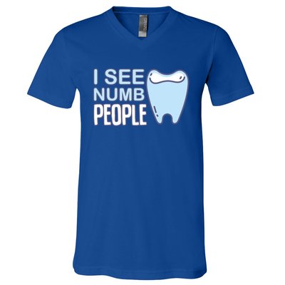 I See Numb People Tooth Dental Fairy Cute Gift V-Neck T-Shirt