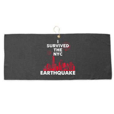 I Survived Nyc Earthquake 2024 Large Microfiber Waffle Golf Towel