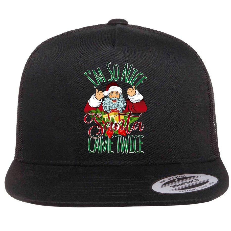 IM So Nice Santa Came Twice Ugly Christmas Flat Bill Trucker Hat