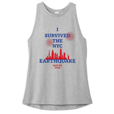 I Survived Nyc Earthquake 2024 Ladies PosiCharge Tri-Blend Wicking Tank