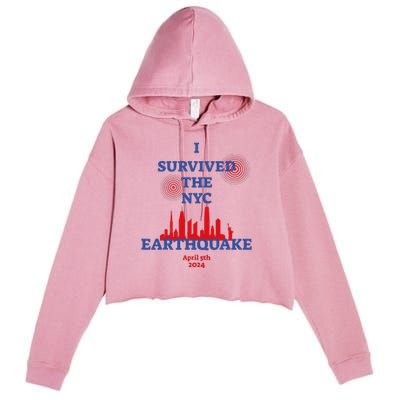 I Survived Nyc Earthquake 2024 Crop Fleece Hoodie