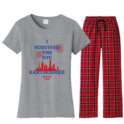 I Survived Nyc Earthquake 2024 Women's Flannel Pajama Set