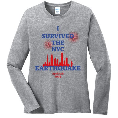 I Survived Nyc Earthquake 2024 Ladies Long Sleeve Shirt