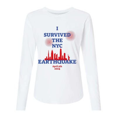 I Survived Nyc Earthquake 2024 Womens Cotton Relaxed Long Sleeve T-Shirt