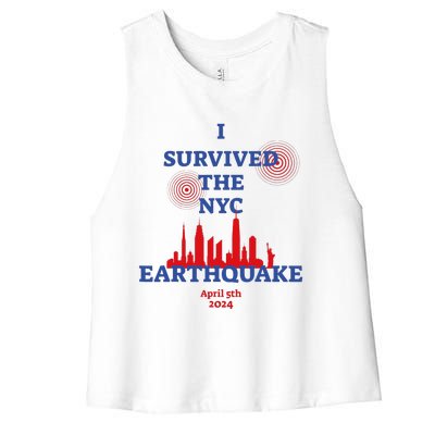 I Survived Nyc Earthquake 2024 Women's Racerback Cropped Tank