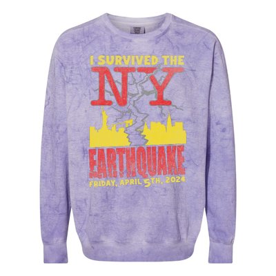 I Survived Nyc Earthquake 2024 Colorblast Crewneck Sweatshirt