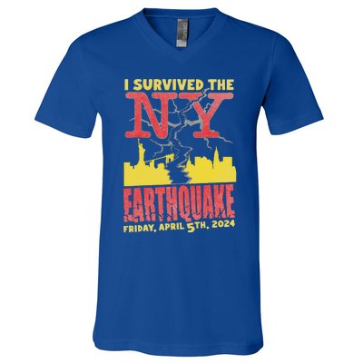 I Survived Nyc Earthquake 2024 V-Neck T-Shirt