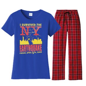 I Survived Nyc Earthquake 2024 Women's Flannel Pajama Set