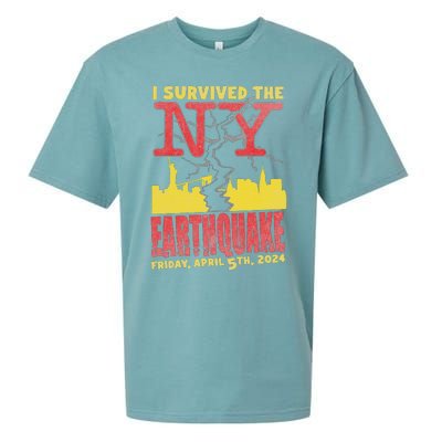 I Survived Nyc Earthquake 2024 Sueded Cloud Jersey T-Shirt