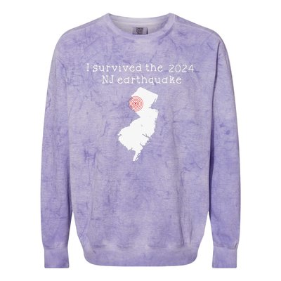 I Survived Nj Earthquake 2024 Colorblast Crewneck Sweatshirt