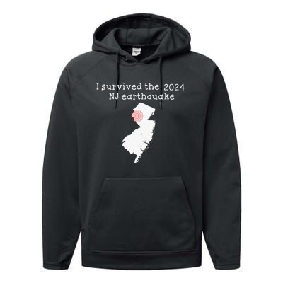 I Survived Nj Earthquake 2024 Performance Fleece Hoodie