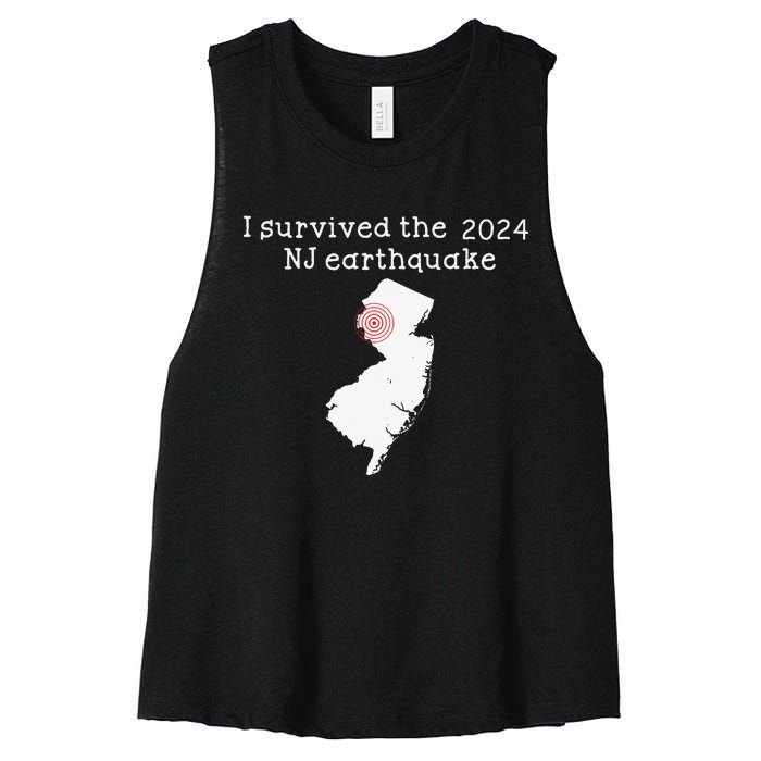 I Survived Nj Earthquake 2024 Women's Racerback Cropped Tank