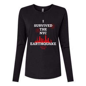 I Survived Nyc Earthquake 2024 Womens Cotton Relaxed Long Sleeve T-Shirt