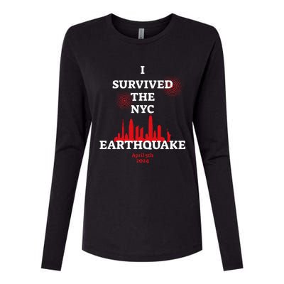 I Survived Nyc Earthquake 2024 Womens Cotton Relaxed Long Sleeve T-Shirt