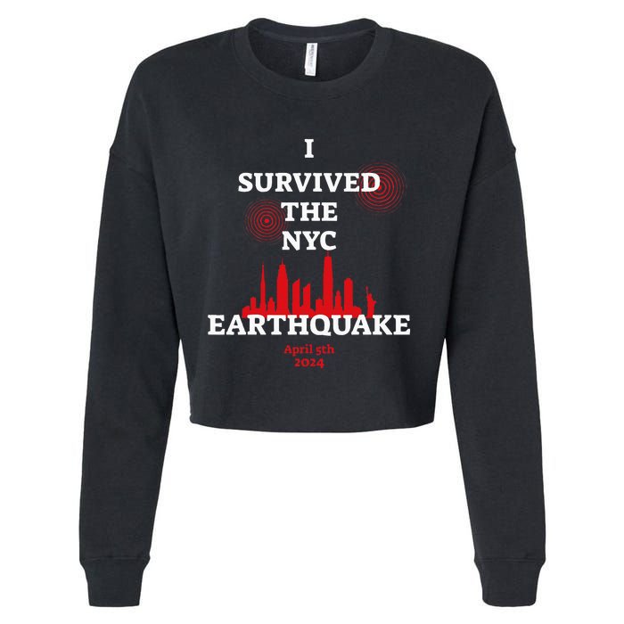 I Survived Nyc Earthquake 2024 Cropped Pullover Crew