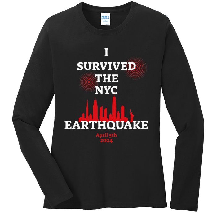 I Survived Nyc Earthquake 2024 Ladies Long Sleeve Shirt