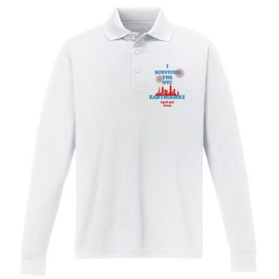 I Survived Nyc Earthquake April 5th 2024 East Coast Performance Long Sleeve Polo