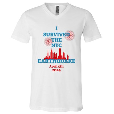 I Survived Nyc Earthquake April 5th 2024 East Coast V-Neck T-Shirt